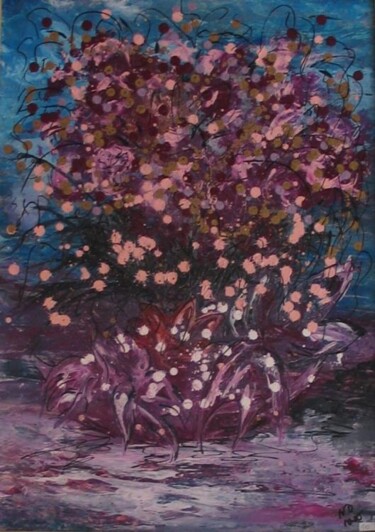 Malerei mit dem Titel "Bouquet violet" von No, Original-Kunstwerk, Öl
