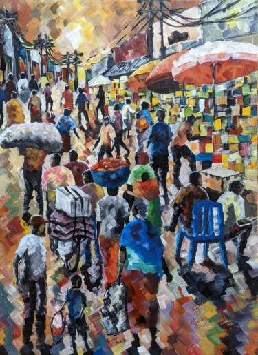 Painting titled "THIS STREET" by Noah Bugingo, Original Artwork, Acrylic