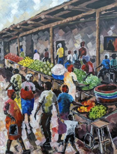 Peinture intitulée "AT THE FRONT PORCH" par Noah Bugingo, Œuvre d'art originale, Acrylique