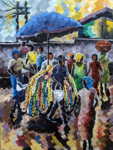 Painting titled "SPICES ON WHEELS" by Noah Bugingo, Original Artwork, Acrylic Mounted on Wood Stretcher frame