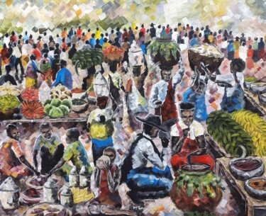 Pintura intitulada "UMUGANURA (Harvest…" por Noah Bugingo, Obras de arte originais, Acrílico Montado em Armação em madeira