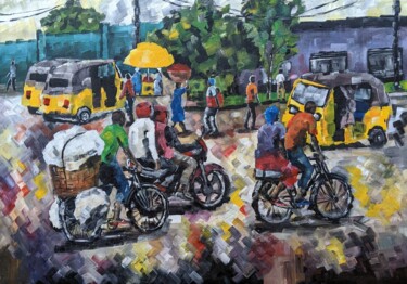 Painting titled "WHEN YOU CLOSE YOUR…" by Noah Bugingo, Original Artwork, Acrylic Mounted on Wood Stretcher frame