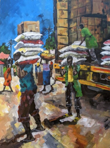 Painting titled "WILL THE SUN EVER R…" by Noah Bugingo, Original Artwork, Acrylic Mounted on Wood Stretcher frame