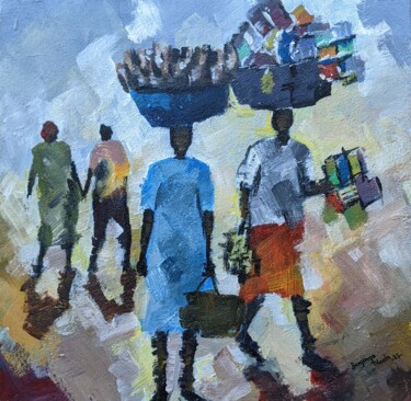 Painting titled "SHOP WITH US" by Noah Bugingo, Original Artwork, Acrylic Mounted on Wood Stretcher frame