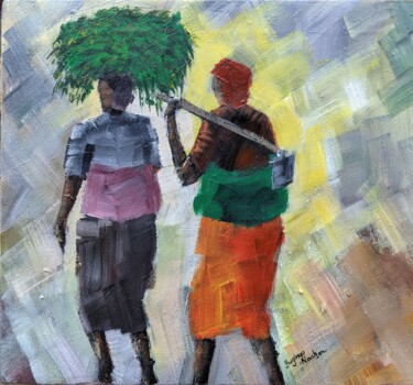 Картина под названием "GUHINGURA" - Noah Bugingo, Подлинное произведение искусства, Акрил Установлен на Деревянная рама для…