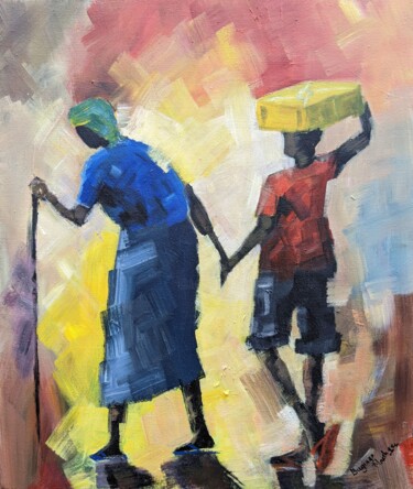 Painting titled "GRANDMA'S GRANDSON" by Noah Bugingo, Original Artwork, Acrylic Mounted on Wood Stretcher frame