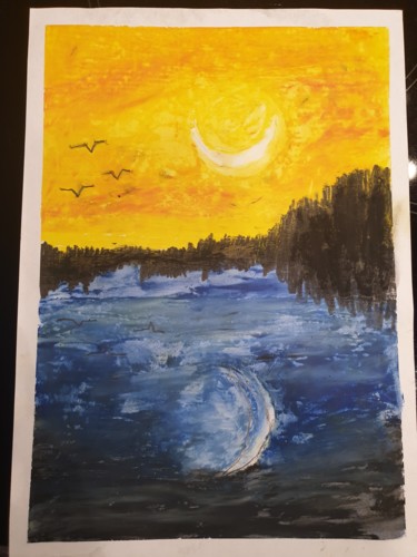 Painting titled "Sunset in Moonshine" by Noah Le Compte, Original Artwork, Wax