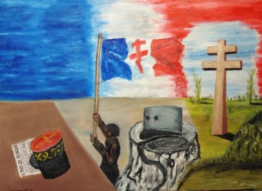 Painting titled "Hommage au Générale…" by Daniel Nobécourt, Original Artwork, Oil