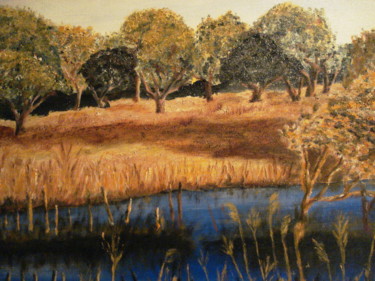 Painting titled "prairie" by Daniel Nobécourt, Original Artwork, Oil