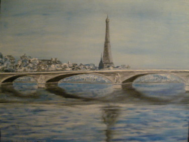 Картина под названием "paris bleu" - Daniel Nobécourt, Подлинное произведение искусства, Масло