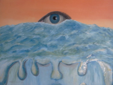 Peinture intitulée "oeil au visage" par Daniel Nobécourt, Œuvre d'art originale