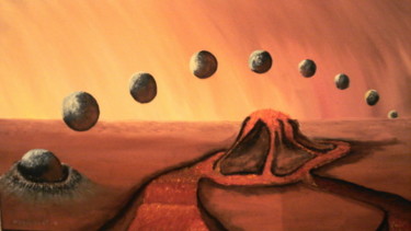 Malerei mit dem Titel "Planètes interplané…" von Daniel Nobécourt, Original-Kunstwerk