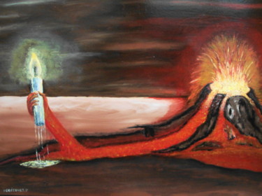 Malerei mit dem Titel "volcan" von Daniel Nobécourt, Original-Kunstwerk