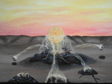 Malerei mit dem Titel "éruption;planète;" von Daniel Nobécourt, Original-Kunstwerk, Öl