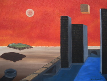 Painting titled "Espace;cube" by Daniel Nobécourt, Original Artwork, Oil