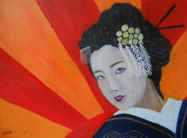 Arts numériques intitulée "Geisha du soleil le…" par W-Dagrou, Œuvre d'art originale, Huile