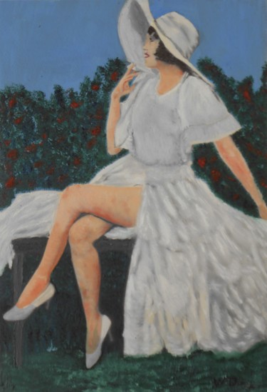 Digital Arts titled "lady-in-the-garden" by W-Dagrou, Original Artwork, Oil