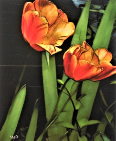 Digital Arts titled "shady-tulips" by W-Dagrou, Original Artwork, Digital Painting