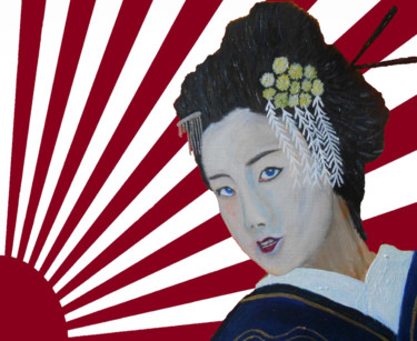 Artes digitais intitulada "geisha-du-soleil-le…" por W-Dagrou, Obras de arte originais, Pintura digital