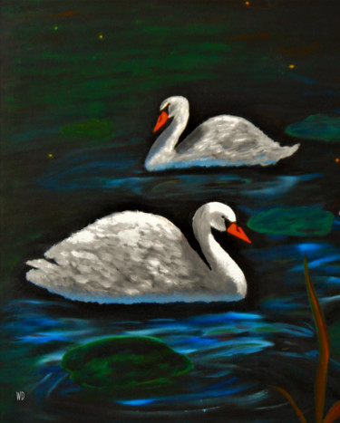 Digital Arts με τίτλο "swans" από W-Dagrou, Αυθεντικά έργα τέχνης, Ψηφιακή ζωγραφική