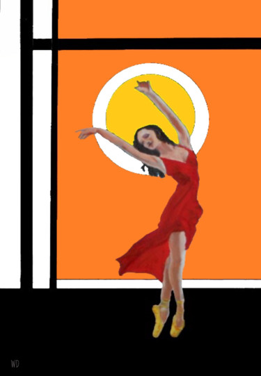 Digitale Kunst mit dem Titel "The art deco dancer…" von W-Dagrou, Original-Kunstwerk, Digitale Malerei