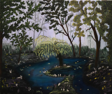 Painting titled "paysage" by W-Dagrou, Original Artwork, Oil