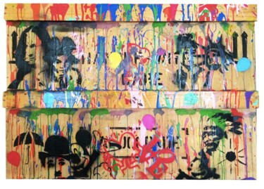 Peinture intitulée "Colorfest" par Nobody, Œuvre d'art originale, Bombe aérosol Monté sur Panneau de bois