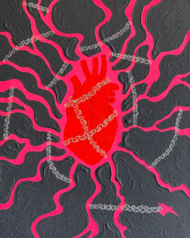 Painting titled "Chained Heart" by Noceda, Original Artwork, Acrylic