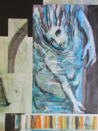 Tekening getiteld "La piscine" door Noche, Origineel Kunstwerk, Inkt
