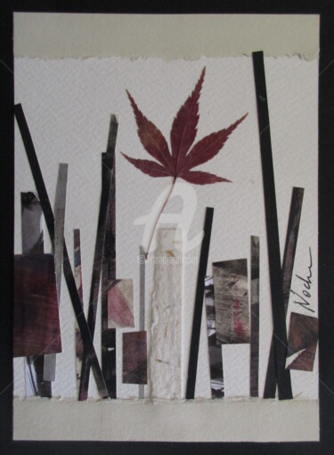 Collages titled "Feuilles" by Noche, Original Artwork, Collages