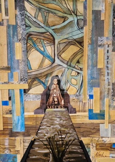Collages intitolato "Médée" da Noche, Opera d'arte originale, Collages Montato su Cartone