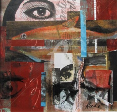 Collages titled "Marie Madeleine" by Noche, Original Artwork, Collages Mounted on Other rigid panel