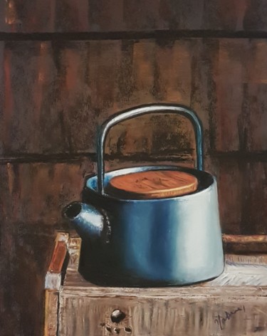 Painting titled "Kettle" by Nadia Sheikh, Original Artwork, Pastel
