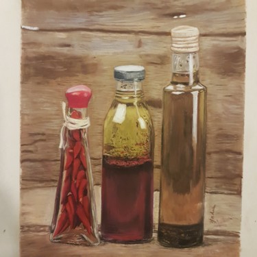 Painting titled "oil and vinegar" by Nadia Sheikh, Original Artwork