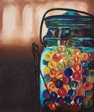 Painting titled "jar of fun.jpg" by Nadia Sheikh, Original Artwork, Pastel