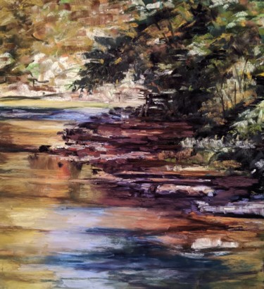 Painting titled "Creek" by Nadia Sheikh, Original Artwork, Pastel