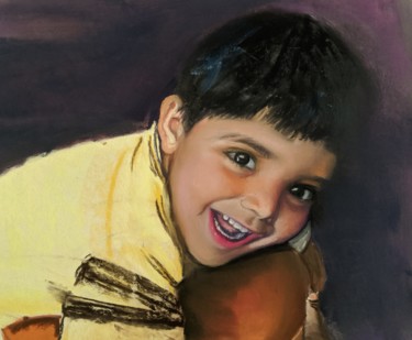 Painting titled "Akbar" by Nadia Sheikh, Original Artwork, Pastel