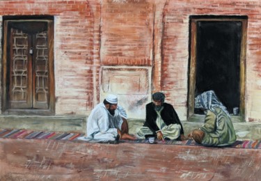 Painting titled "After jummah" by Nadia Sheikh, Original Artwork, Pastel