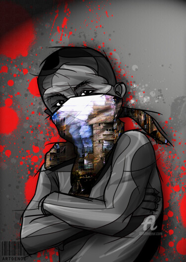Цифровое искусство под названием "masKid smoke" - Art De Noé, Подлинное произведение искусства, Цифровая живопись