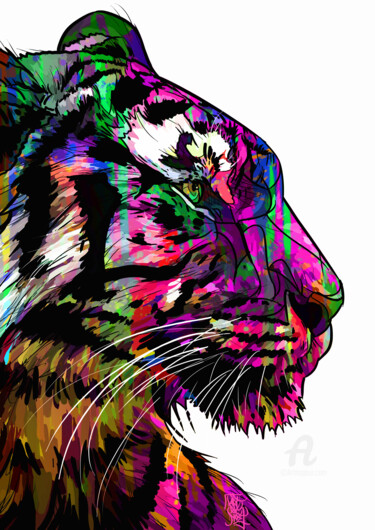 Digitale Kunst mit dem Titel "Tiger colors" von Art De Noé, Original-Kunstwerk, Digitale Malerei