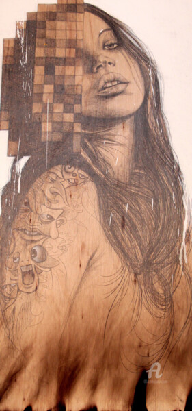 Painting titled "PIXEL Girl" by Art De Noé, Original Artwork, Acrylic