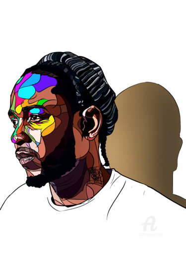 Arts numériques intitulée "Kendrick Lamar colo…" par Art De Noé, Œuvre d'art originale, Peinture numérique