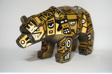 Scultura intitolato "Gold Bear doodle" da Art De Noé, Opera d'arte originale, Arredamento