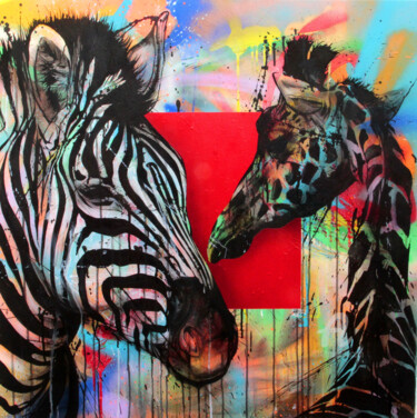 Peinture intitulée "Zebra / Giraffe" par Art De Noé, Œuvre d'art originale, Acrylique