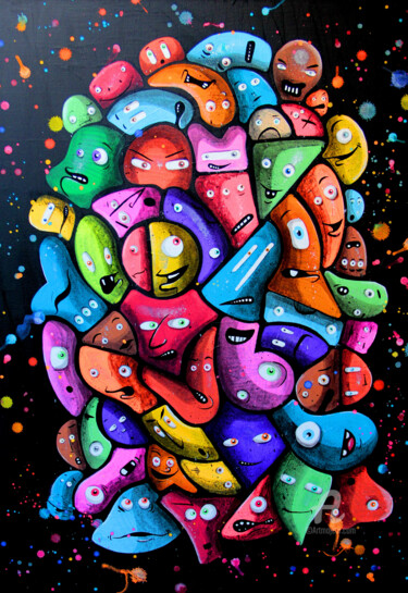 Картина под названием "Colors life" - Art De Noé, Подлинное произведение искусства, Акрил