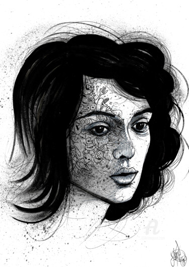 Desenho intitulada "Young Winona" por Art De Noé, Obras de arte originais, Tinta