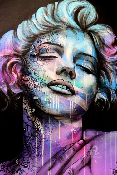 Pintura titulada "Marilyn inked" por Art De Noé, Obra de arte original, Acrílico