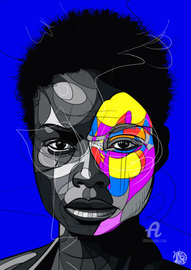 Digitale Kunst mit dem Titel "Colormask" von Art De Noé, Original-Kunstwerk, Digitale Malerei