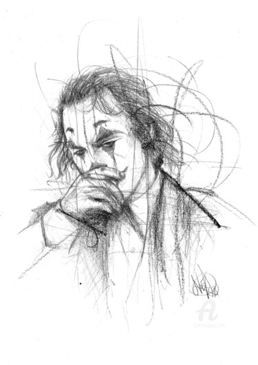 Tekening getiteld "Joker" door Art De Noé, Origineel Kunstwerk, Potlood