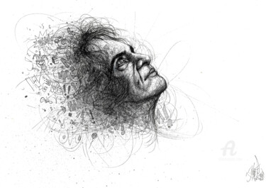 Dessin intitulée "Joaquin Phoenix" par Art De Noé, Œuvre d'art originale, Encre